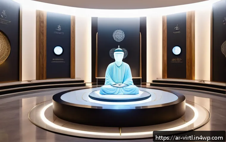가상 추모 공간에서의 커뮤니케이션 툴 - A serene digital memorial space set in a warm, softly lit virtual environment inspired by Middle Eas...